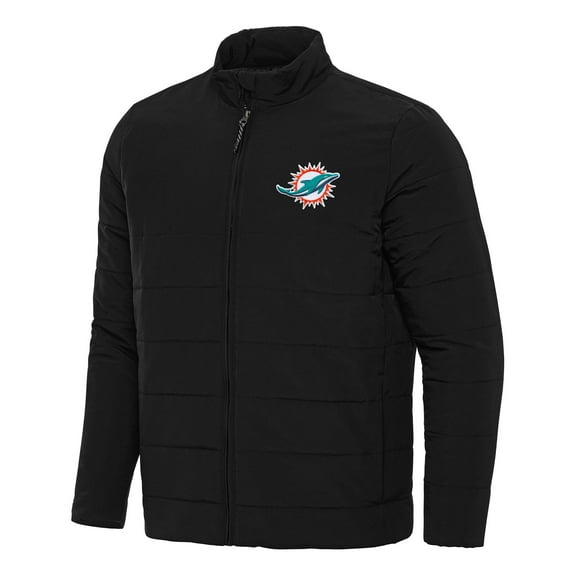 Men's Antigua Black Miami Dolphins Swelter Full-Zip Jacket