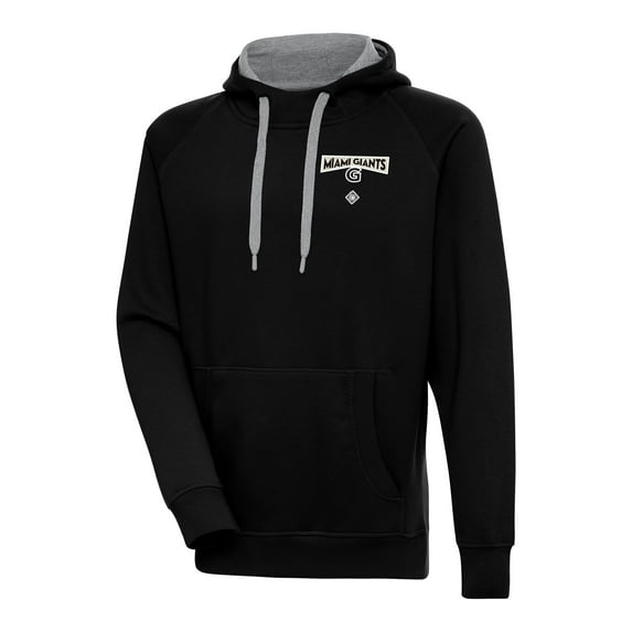 Men's Antigua Black Miami Giants Victory Pullover Hoodie