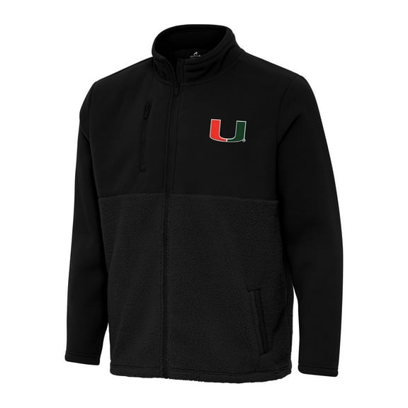 Men's Antigua Black Miami Hurricanes Daily Fused Full-Zip Jacket