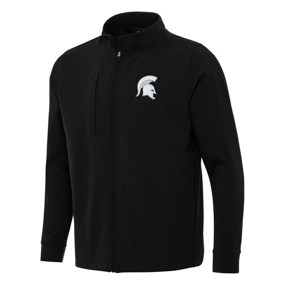 Men's Antigua Black Michigan State Spartans Regard Full-Zip Jacket