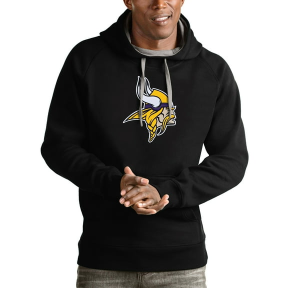 Men's Antigua Black Minnesota Vikings Victory Pullover Hoodie