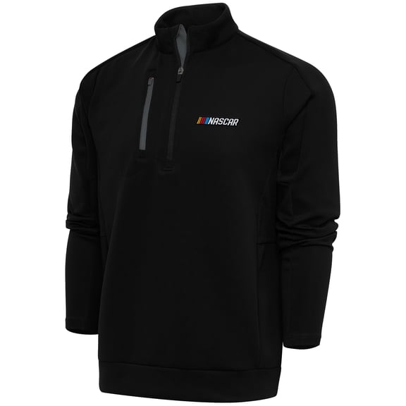 Men's Antigua  Black NASCAR Generation Quarter-Zip Pullover Top