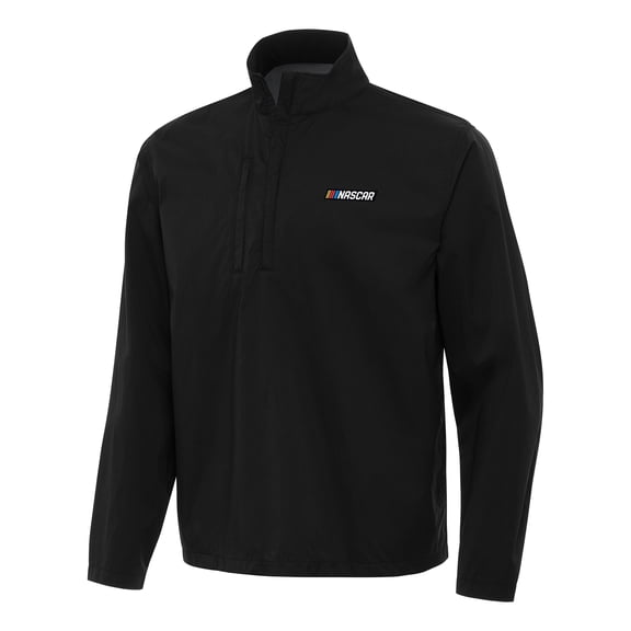 Men's-Antigua Black NASCAR Merchandise Brisk Quarter-Zip Pullover Jacket