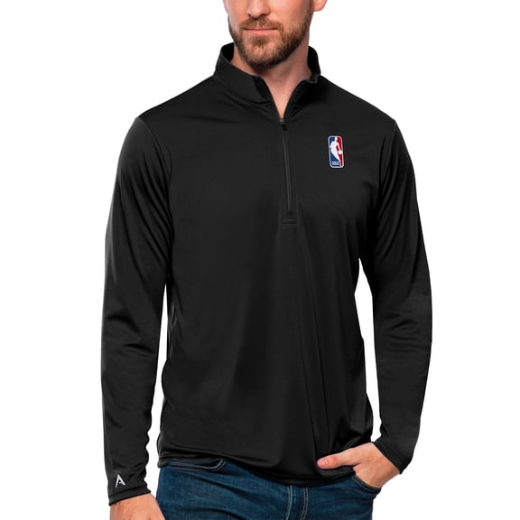 Men's Antigua Black NBA Tribute Quarter-Zip Pullover Top