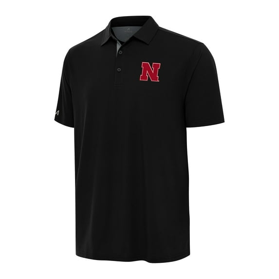 Men's Antigua Black Nebraska Huskers Era Polo