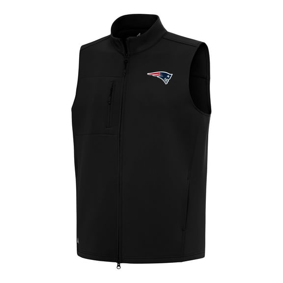 Men's Antigua Black New England Patriots Demand Full-Zip Vest