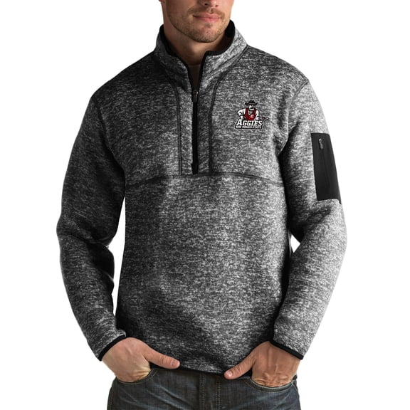 Men's Antigua Black New Mexico State Aggies Fortune Big & Tall Quarter-Zip Pullover Jacket