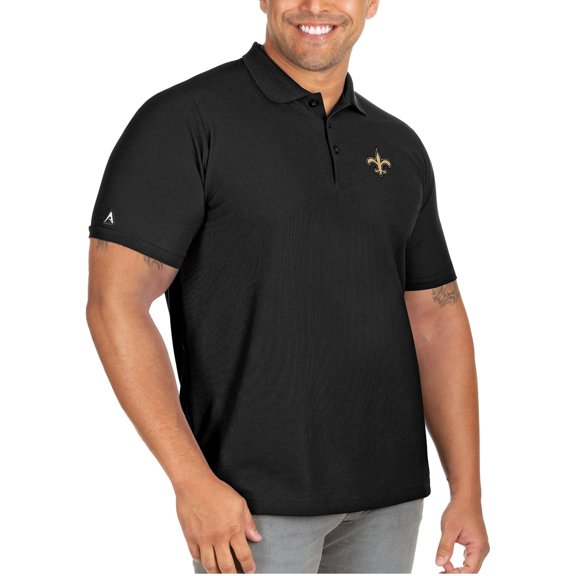 Men's Antigua Black New Orleans Saints Big & Tall Legacy Pique Polo