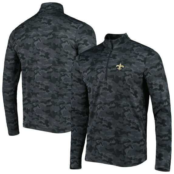 Men's Antigua Black New Orleans Saints Brigade Quarter-Zip Sweatshirt