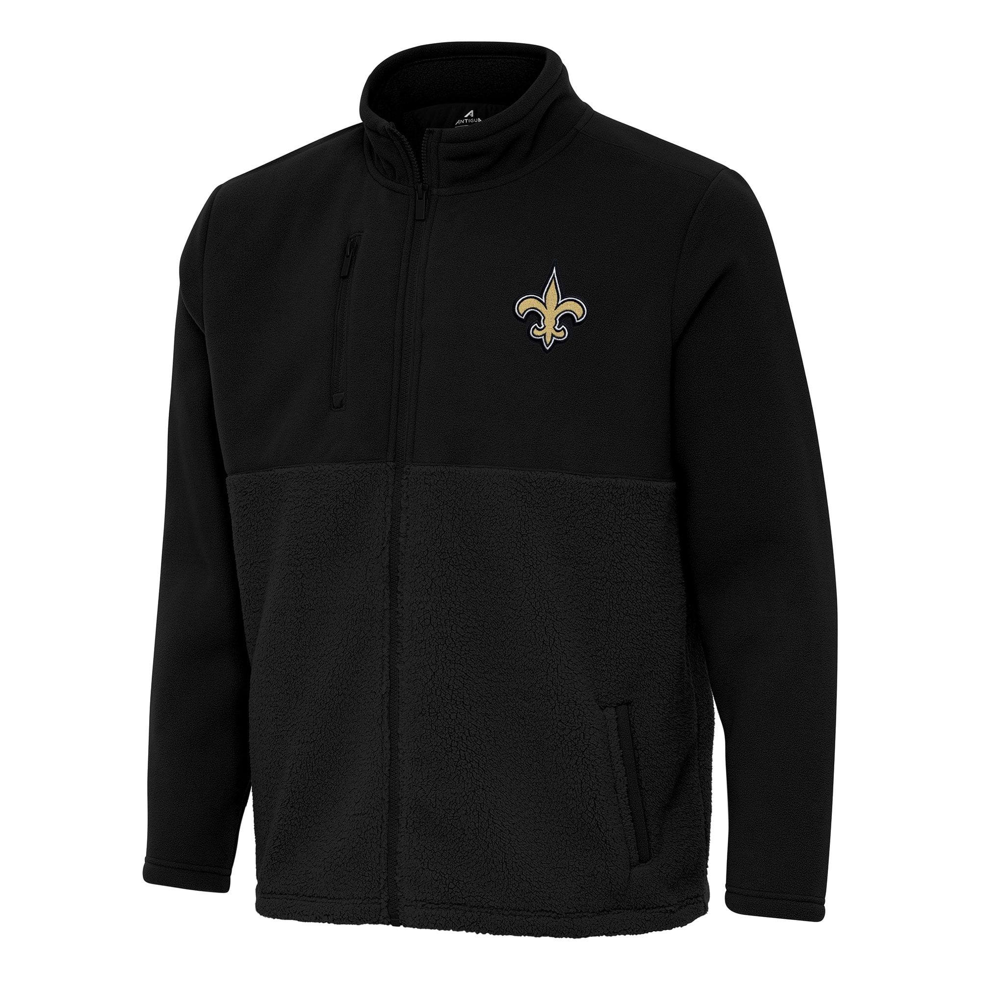 Men's Antigua Black New Orleans Saints Daily Fused Full-Zip Jacket