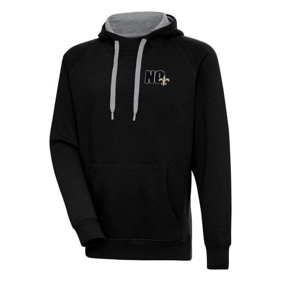 Men's Antigua Black New Orleans Saints Victory Pullover Hoodie