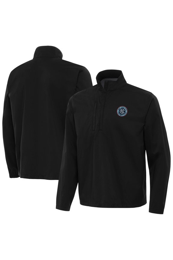 Men's Antigua Black New York City FC Brisk Quarter-Zip Jacket