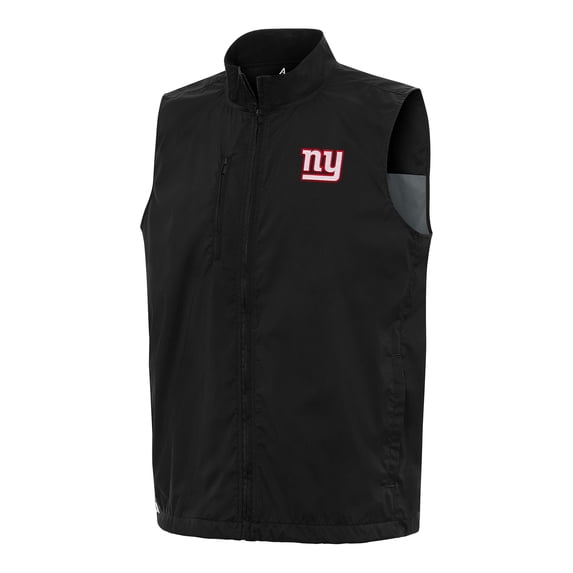 Men's Antigua Black New York Giants Brisk Full-Zip Vest