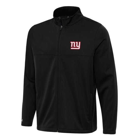 Men's Antigua Black New York Giants  Links 2 Full-Zip Golf Jacket
