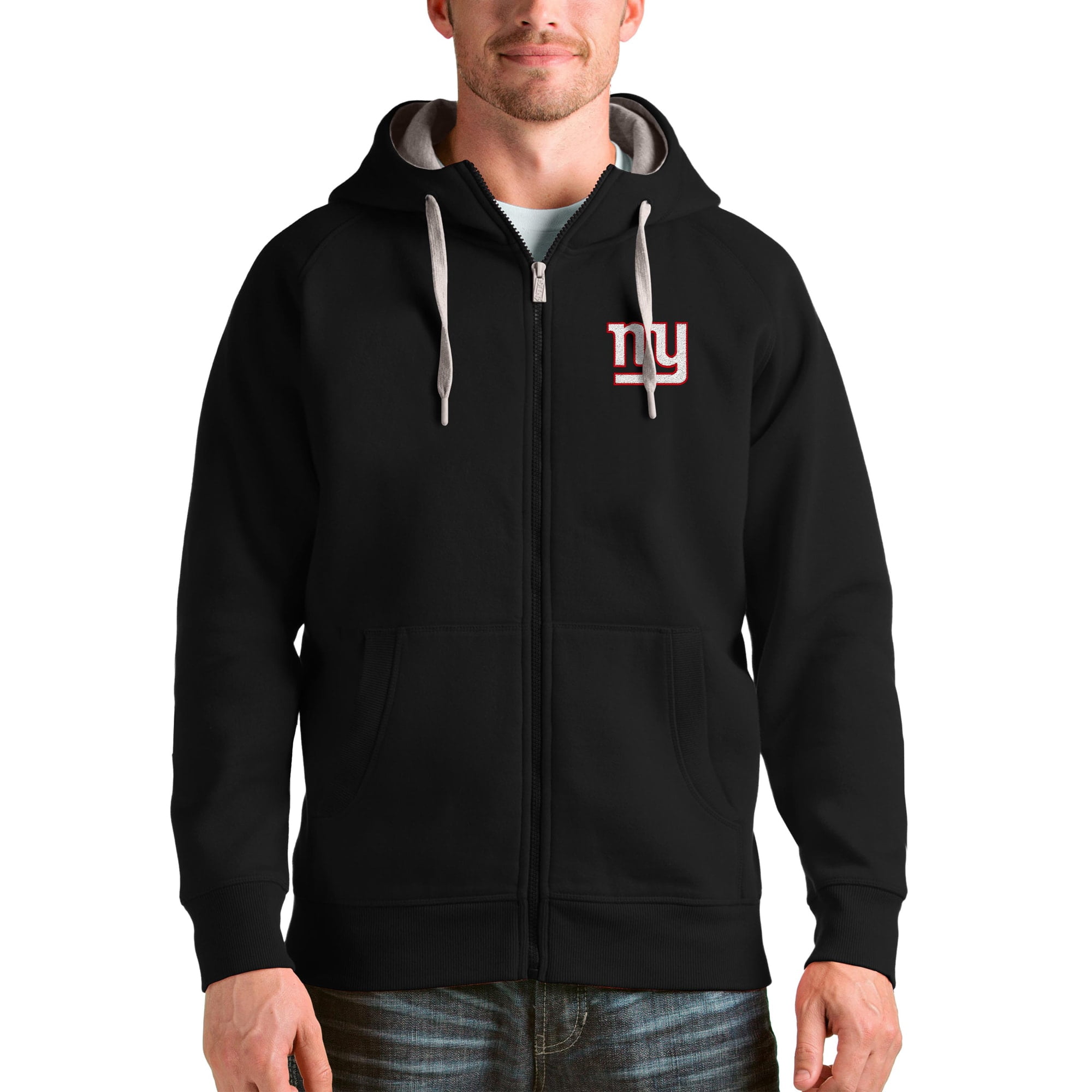 Antigua Men's New York Giants Victory Full-Zip Hoodie - Black, Team Apparel, Polyester