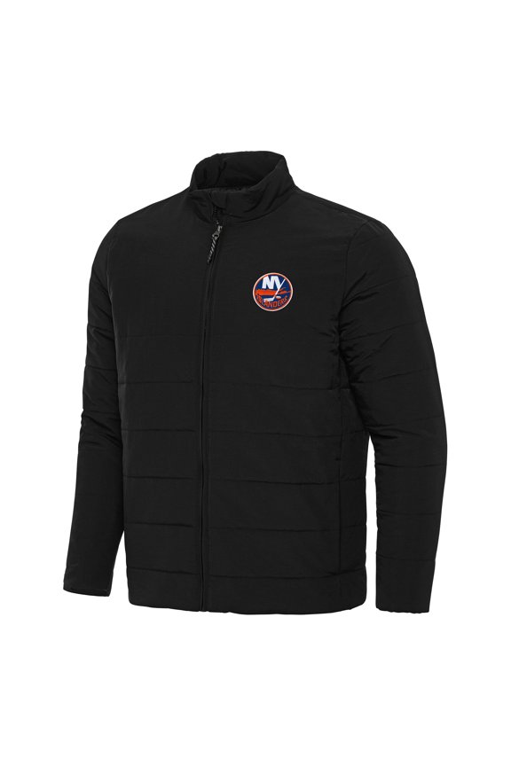 Men's Antigua Black New York Islanders Swelter Full-Zip Puffer Jacket