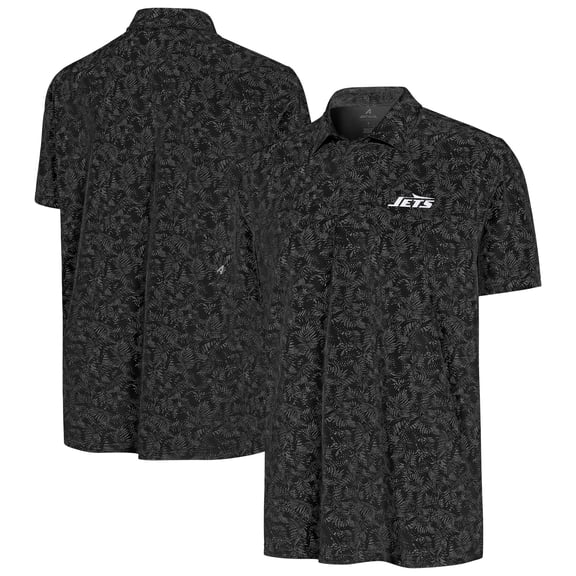 Men's Antigua Black New York Jets Lush Polo