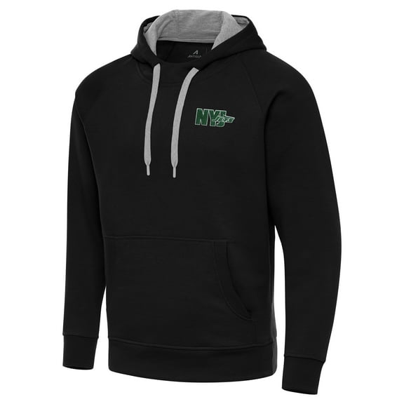 Men's Antigua  Black New York Jets Victory Pullover Hoodie