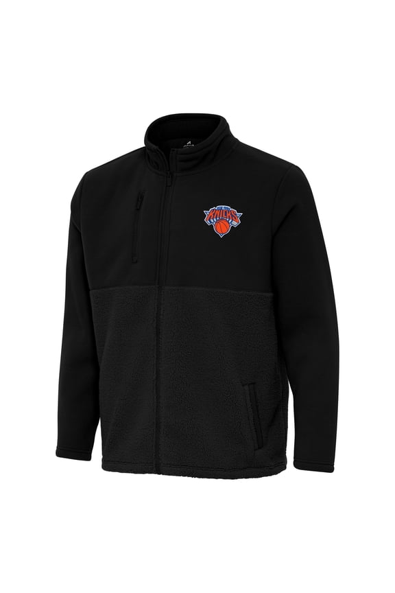 Men's Antigua Black New York Knicks Daily Fused Full-Zip Jacket