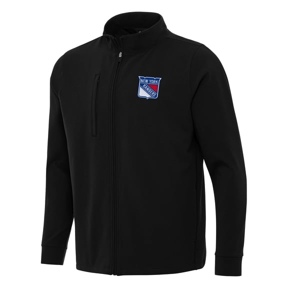 Men's Antigua Black New York Rangers Regard Full-Zip Jacket