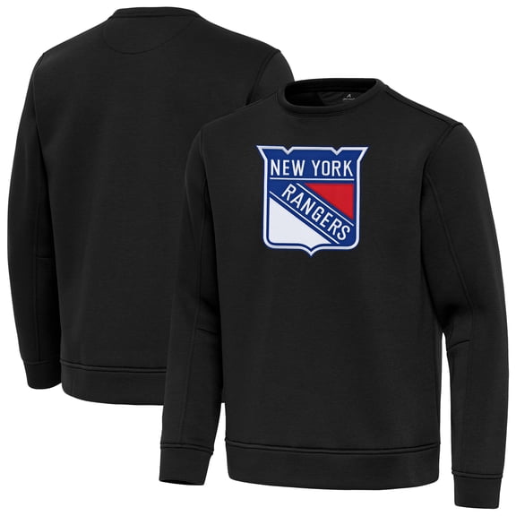 Men's Antigua Black New York Rangers Relevant Lightweight Pullover Sweatshirt