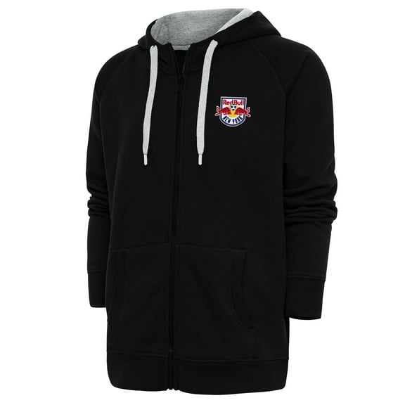 Men's Antigua Black New York Red Bulls Logo Victory Full-Zip Hoodie