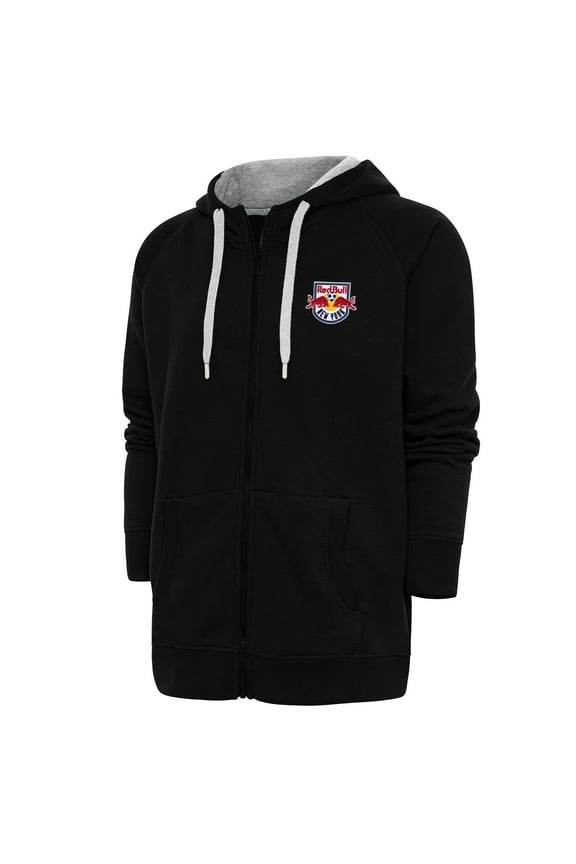 Men's Antigua Black New York Red Bulls Logo Victory Full-Zip Hoodie