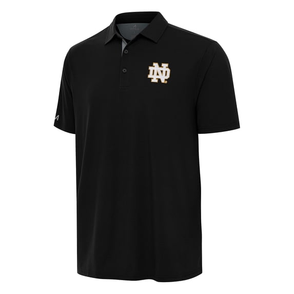 Men's Antigua Black Notre Dame Fighting Irish Era Polo