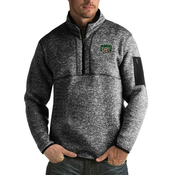 Men's Antigua Black Ohio Bobcats Fortune Big & Tall Quarter-Zip Pullover Jacket
