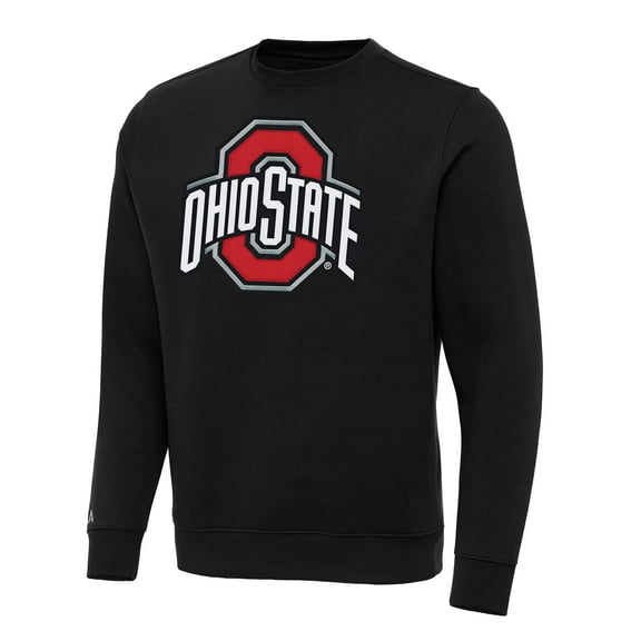 Men's Antigua Black Ohio State Buckeyes Big & Tall Victory Crewneck Pullover Sweatshirt