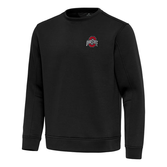 Men's Antigua Black Ohio State Buckeyes Relevant Lightweight Pullover Sweatshirt