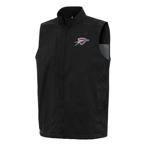 Men's Antigua Black Oklahoma City Thunder Brisk Full-Zip Vest