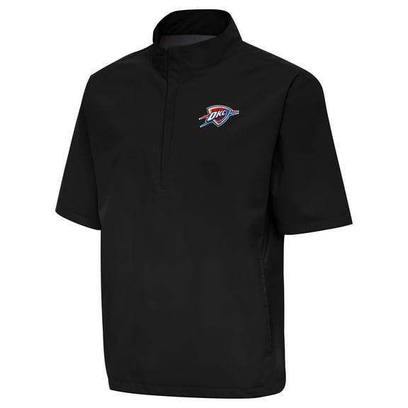 Men's Antigua  Black Oklahoma City Thunder Brisk Quarter-Zip Windbreaker