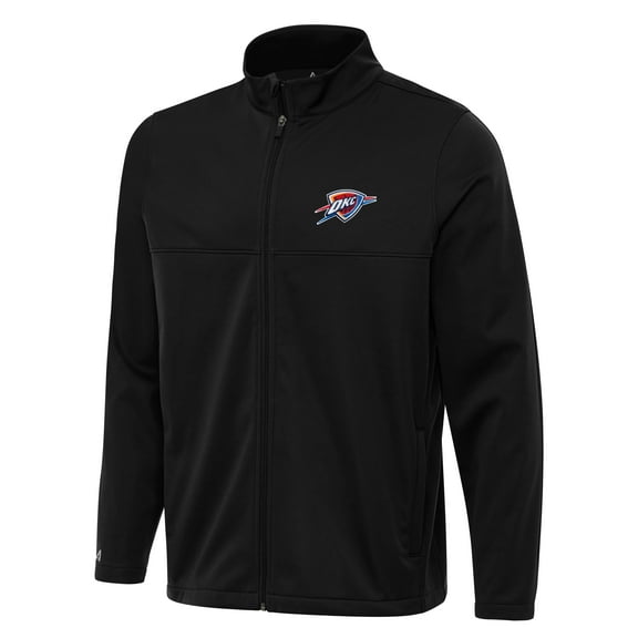 Men's Antigua Black Oklahoma City Thunder Links 2 Full-Zip Golf Jacket