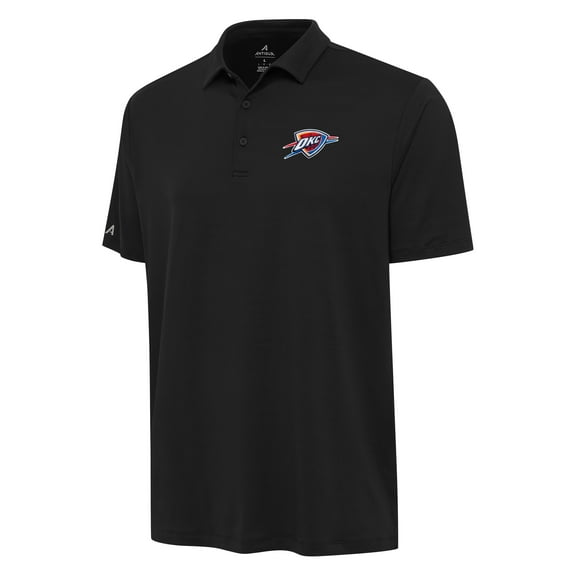 Men's Antigua Black Oklahoma City Thunder Reprocess Polo