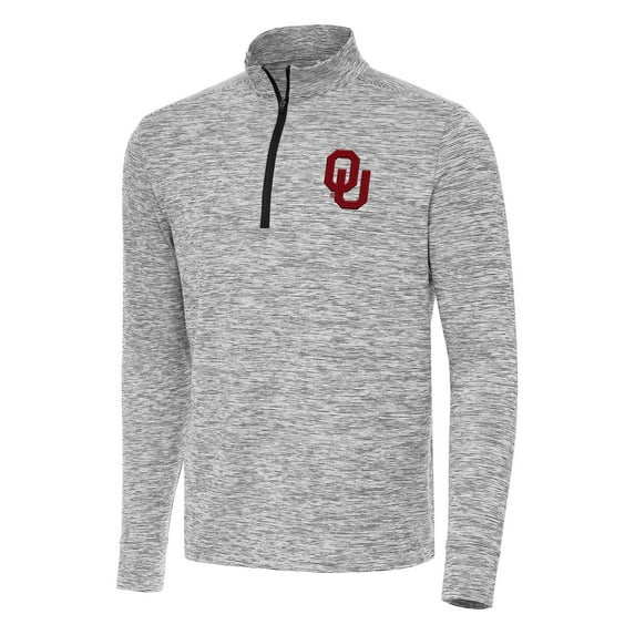 Men's Antigua Black Oklahoma Sooners Cause Quarter-Zip Top