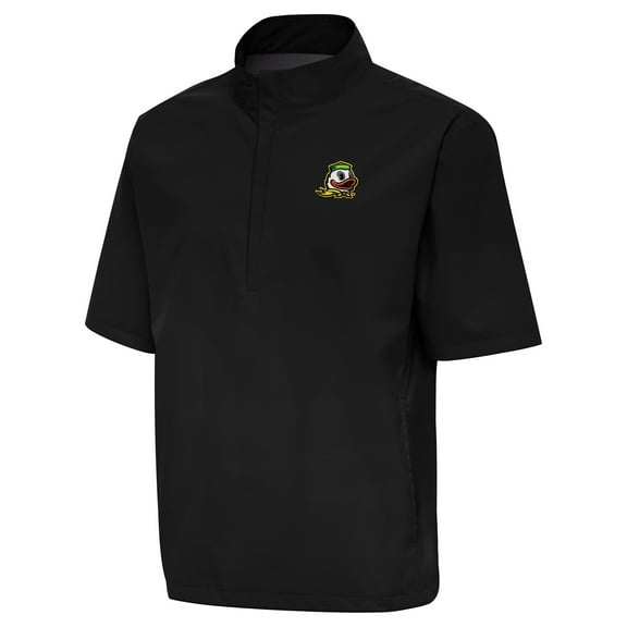 Men's Antigua  Black Oregon Ducks Brisk Quarter-Zip Windbreaker