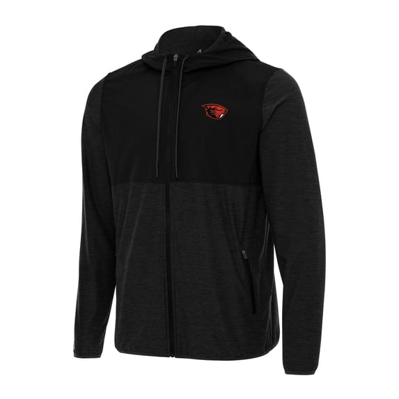 Men's Antigua Black Oregon State Beavers Sway Full-Zip Hoodie Jacket