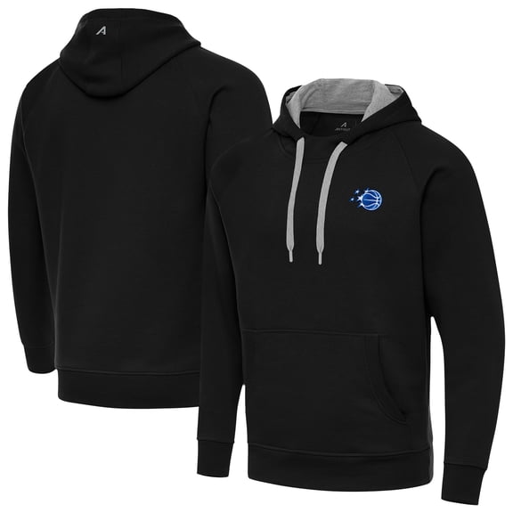 Men's Antigua Black Orlando Magic New Logo Victory Pullover Hoodie