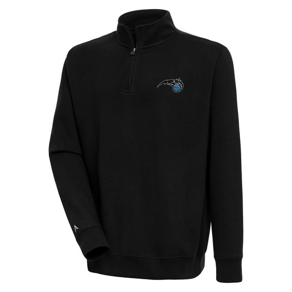 Men's Antigua Black Orlando Magic Victory Quarter-Zip Pullover Top
