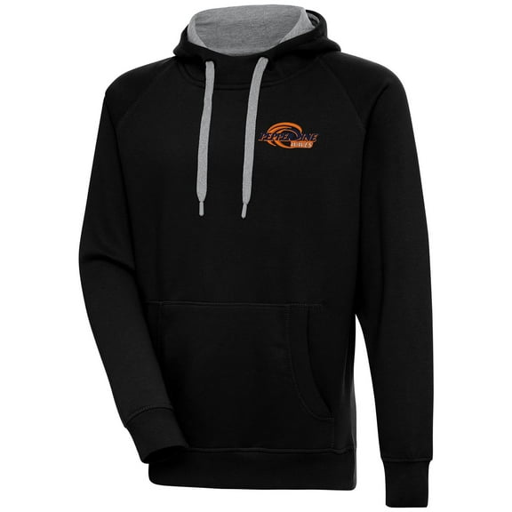 Men's Antigua Black Pepperdine Waves Victory Pullover Hoodie