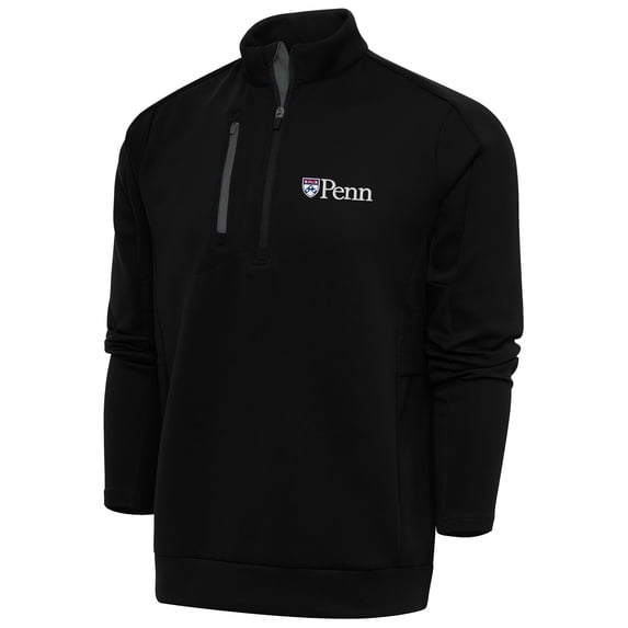 Men's Antigua Black/Pewter Pennsylvania Quakers Generation Quarter-Zip Pullover Top