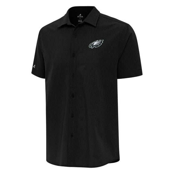 Men's Antigua Black Philadelphia Eagles Activate Woven Button-Up Shirt