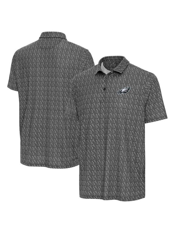 Men's Antigua Black Philadelphia Eagles Botanic Polo