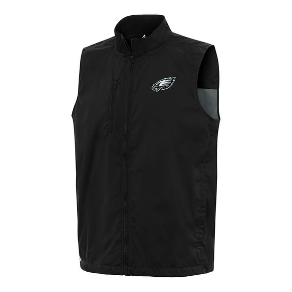Men's Antigua Black Philadelphia Eagles Brisk Full-Zip Vest