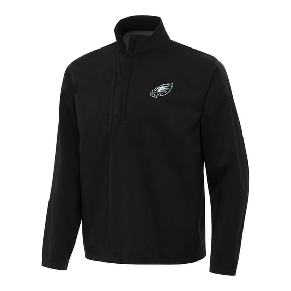 Men's Antigua Black Philadelphia Eagles Brisk Quarter-Zip Pullover Jacket