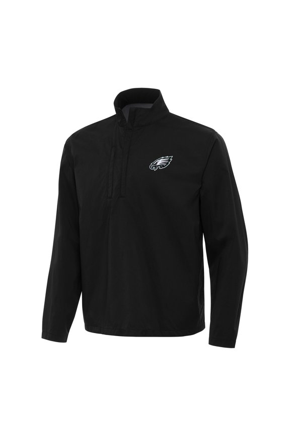 Men's Antigua Black Philadelphia Eagles Brisk Quarter-Zip Pullover Jacket