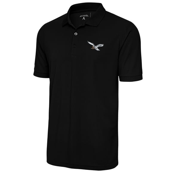Men's Antigua Black Philadelphia Eagles Throwback Logo Tribute Polo