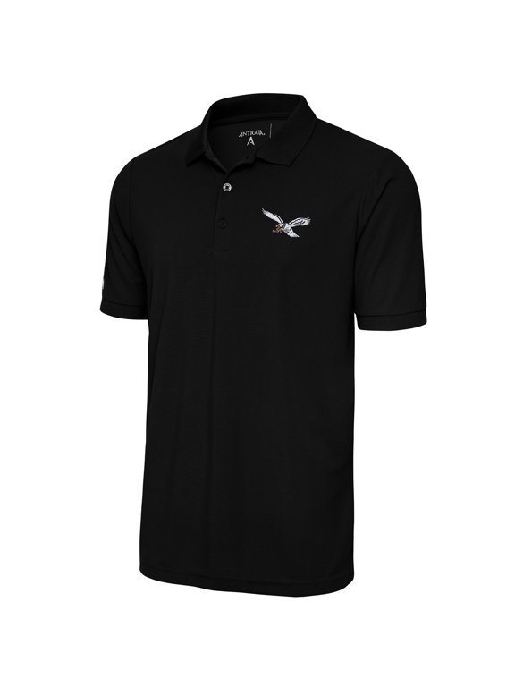 Men's Antigua Black Philadelphia Eagles Throwback Logo Tribute Polo