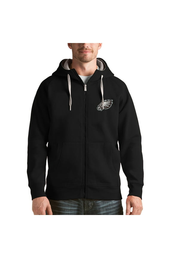 Men's Antigua Black Philadelphia Eagles Victory Full-Zip Hoodie